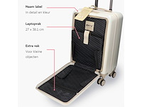 Onyx handbagage koffer 33/35 liter tsaslot spinnerwielen lichte trolley aluminium sluiting beige - afbeelding 2 van  4