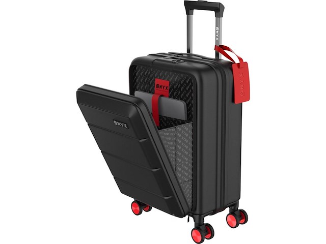 Onyx handbagage koffer 35 liter spinner wielen lichtgewicht trolley met dubbel tsa slot handig voorvak 55 cm zwart - afbeelding 1 van  6