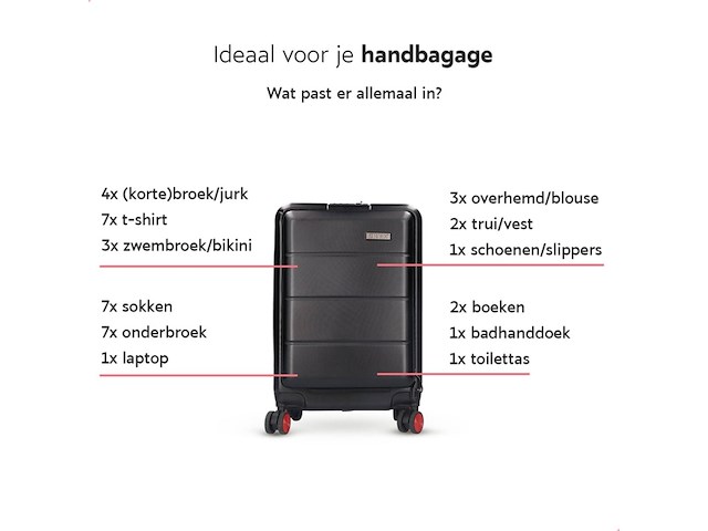 Onyx handbagage koffer 35 liter spinner wielen lichtgewicht trolley met dubbel tsa slot handig voorvak 55 cm zwart - afbeelding 2 van  6
