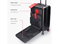 Onyx handbagage koffer 35 liter spinner wielen lichtgewicht trolley met dubbel tsa slot handig voorvak 55 cm zwart - afbeelding 3 van  6