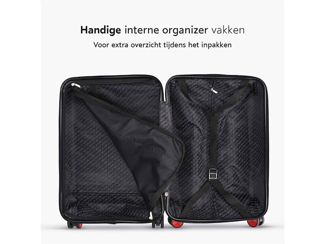 Onyx handbagage koffer 35 liter spinner wielen lichtgewicht trolley met dubbel tsa slot handig voorvak 55 cm zwart - afbeelding 4 van  6