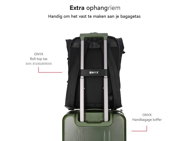 Onyx handbagage koffer 35 liter spinner wielen lichtgewicht trolley reiskoffer met dubbel tsa slot handig voorvak 55 cm olive - afbeelding 2 van  6