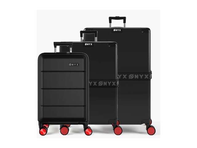 Onyx kofferset 3-delig handbagage met voorvak & check-in koffer 35/65l/100l zwart - afbeelding 1 van  3