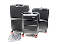 Onyx kofferset 3-delig handbagage met voorvak & check-in koffer 35/65l/100l zwart - afbeelding 2 van  3