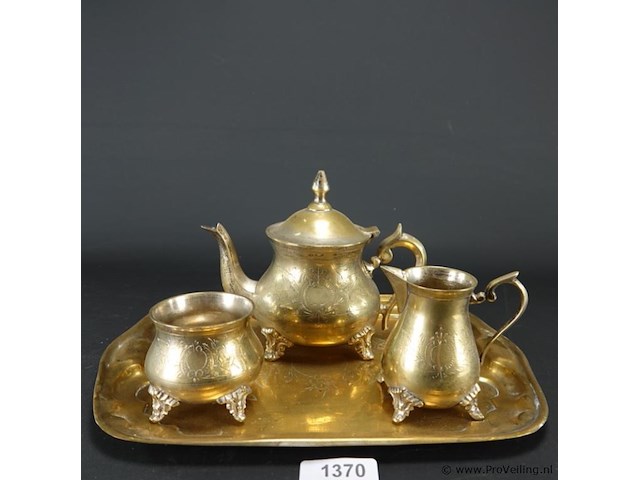 Ooit verzilverd geweest theeset - afbeelding 1 van  5