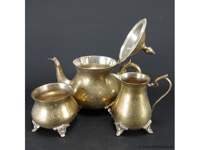 Ooit verzilverd geweest theeset - afbeelding 4 van  5