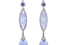 Oorbellen met natuurlijke pastel gekleurde edelstenen en natuurlijke diamanten - afbeelding 1 van  5