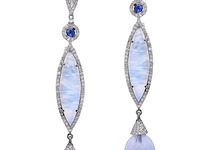 Oorbellen met natuurlijke pastel gekleurde edelstenen en natuurlijke diamanten - afbeelding 2 van  5