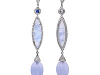 Oorbellen met natuurlijke pastel gekleurde edelstenen en natuurlijke diamanten - afbeelding 3 van  5