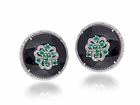 Oorbellen smaragd onix diamant - afbeelding 5 van  5