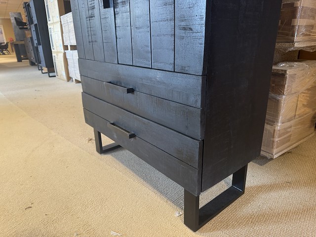 Opbergkast santos, zwart mangohout, zwart metalen onderstel - afbeelding 4 van  4