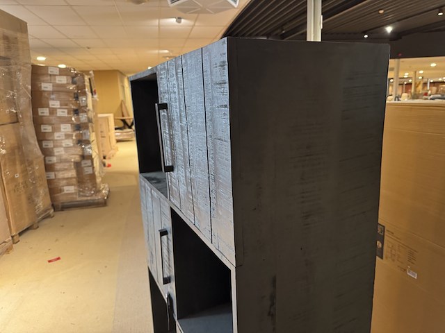 Opbergkast, zwart mangohout, zwart metalen onderstel - afbeelding 3 van  6