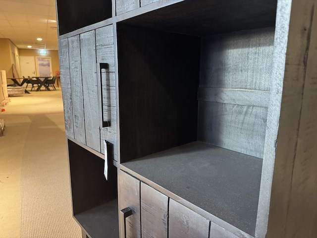 Opbergkast, zwart mangohout, zwart metalen onderstel - afbeelding 4 van  6