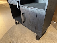 Opbergkast, zwart mangohout, zwart metalen onderstel - afbeelding 5 van  6