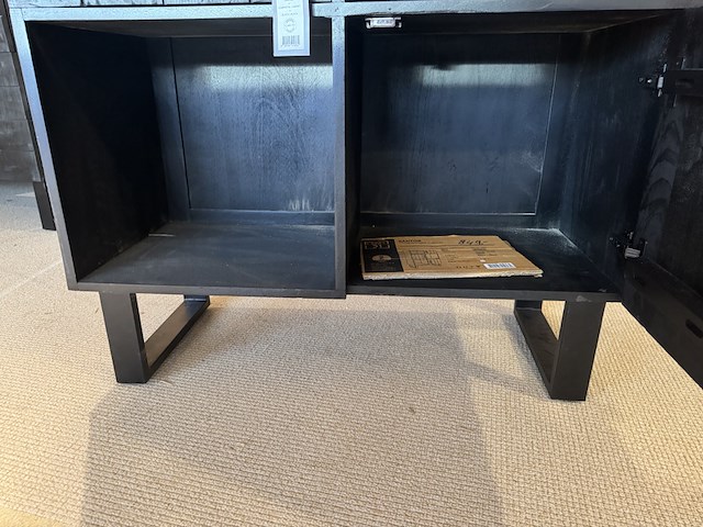 Opbergkast, zwart mangohout, zwart metalen onderstel - afbeelding 6 van  6