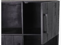 Opbergkast, zwart mangohout, zwart metalen onderstel - afbeelding 4 van  6