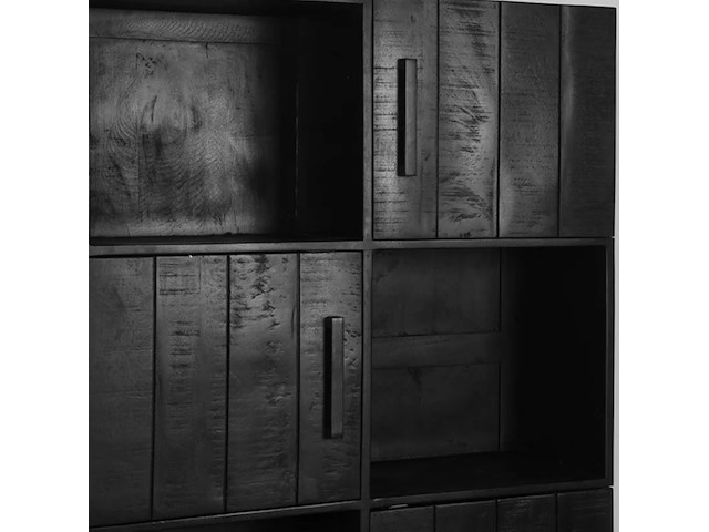 Opbergkast, zwart mangohout, zwart metalen onderstel - afbeelding 5 van  6