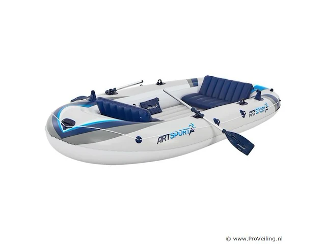 Opblaasbare rubberboot 4 persoons incl. luchtpomp, peddels, tas & reparatieset - afbeelding 1 van  9