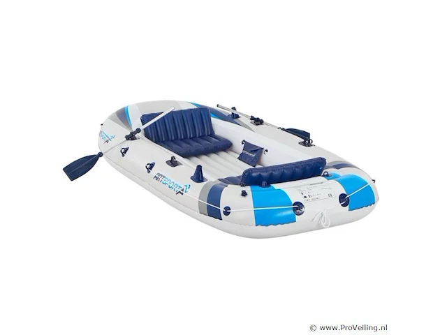 Opblaasbare rubberboot 4 persoons incl. luchtpomp, peddels, tas & reparatieset - afbeelding 3 van  9