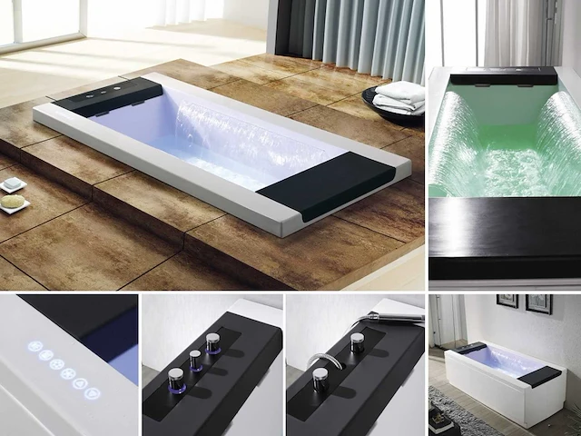 Opbouw design massagebad - waterval - glans wit - afbeelding 12 van  14