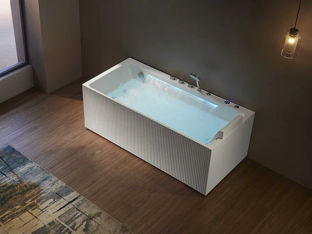 Opbouw design massagebad - waterval - mat wit of glans wit keuze - afbeelding 2 van  9
