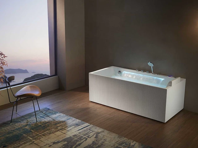 Opbouw design massagebad - waterval - mat wit of glans wit keuze - afbeelding 3 van  9
