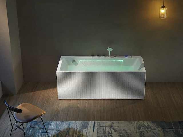 Opbouw design massagebad - waterval - mat wit of glans wit keuze - afbeelding 4 van  9