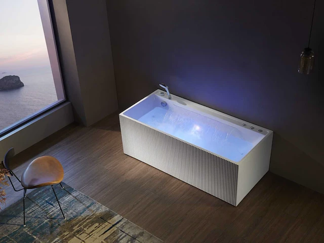 Opbouw design massagebad - waterval - mat wit of glans wit keuze - afbeelding 2 van  9