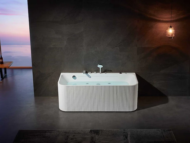 Opbouw design massagebad - waterval - mat wit - afbeelding 2 van  8