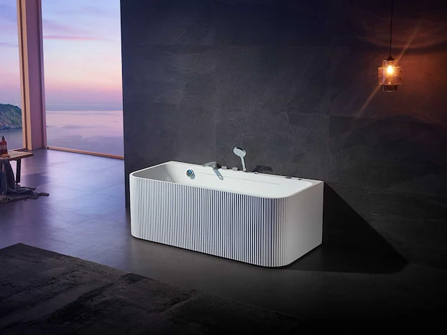 Opbouw design massagebad - waterval - mat wit - afbeelding 3 van  8