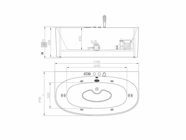 Opbouw massagebad - glans wit - afbeelding 5 van  6