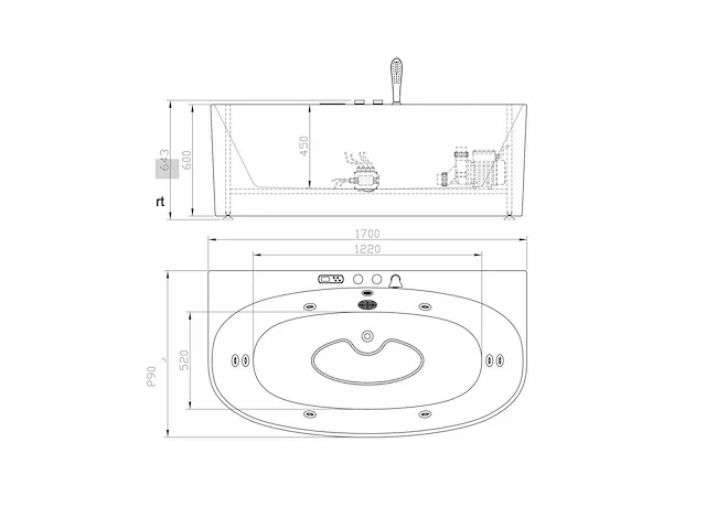 Opbouw massagebad glans wit - afbeelding 5 van  6