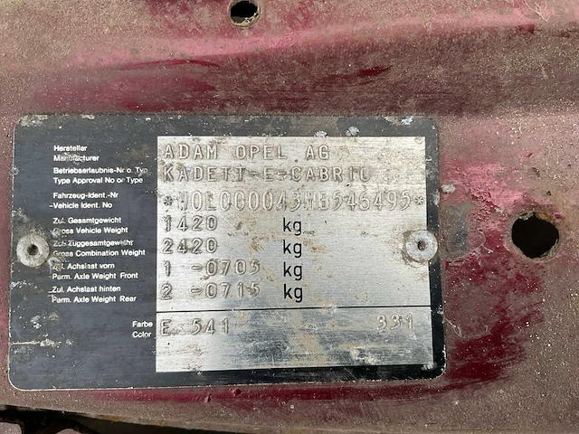 Opel - kadett - 1.6i gl kat. - personenauto - afbeelding 26 van  30