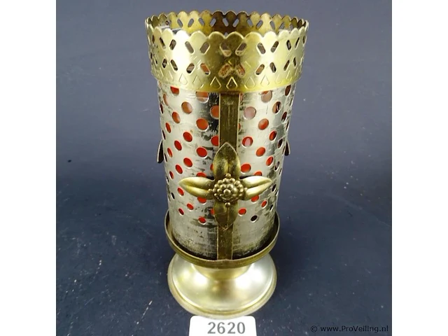 Opengewerkte brons/koperen vaas - afbeelding 1 van  5