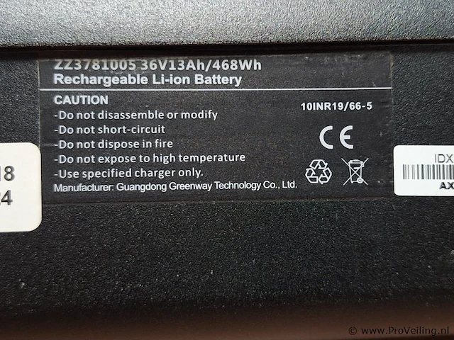 Oplaadbare li-ion batterij/accu t.b.v. elektrische fiets type zz3781005 - afbeelding 2 van  6