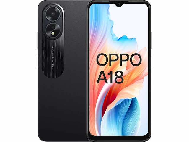 Oppo a18 - 128gb - zwart - afbeelding 1 van  2
