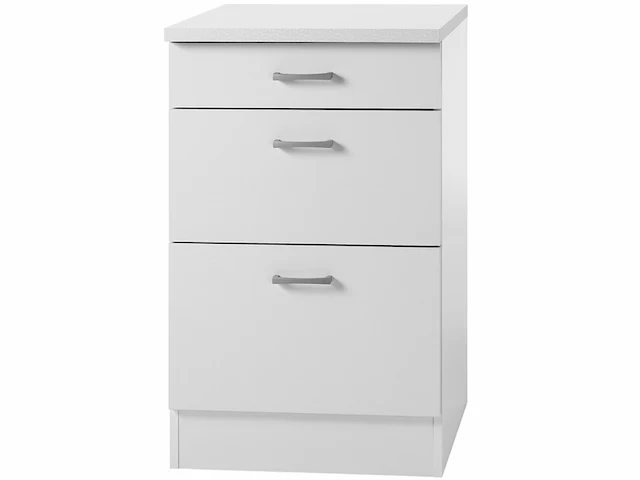 Optifit klassik 60 onderkast met 3 laden 84,5(h) x 50(b) x 60(d) cm met werkblad wit - afbeelding 2 van  5