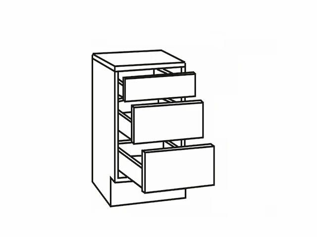 Optifit klassik 60 onderkast met 3 laden 84,5(h) x 50(b) x 60(d) cm met werkblad wit - afbeelding 3 van  5
