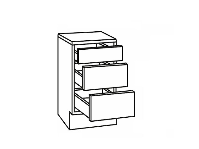 Optifit klassik 60 onderkast met 3 laden 845(h) x 50(b) x 60(d) cm met werkblad - afbeelding 2 van  5