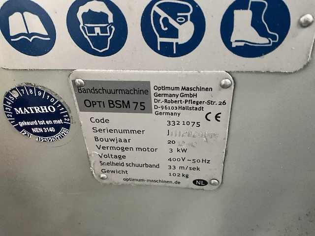 Optimum bsm 75 stationaire bandschuurmachine - afbeelding 6 van  6