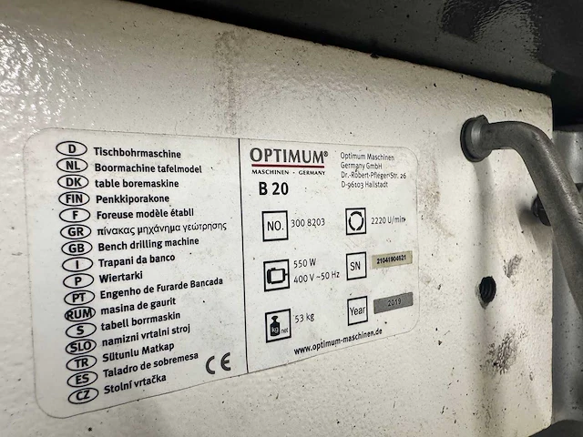 Optimun - 2019 - opti drill b20 - tafelboormachine - afbeelding 5 van  8