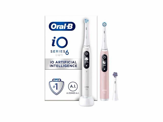 Oral-b io 6 - elektrische tandenborstels - wit en roze - afbeelding 1 van  2