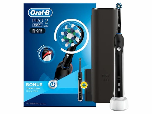 Oral b pro 2 2500 elektrische tandenborstel zwart - afbeelding 1 van  3