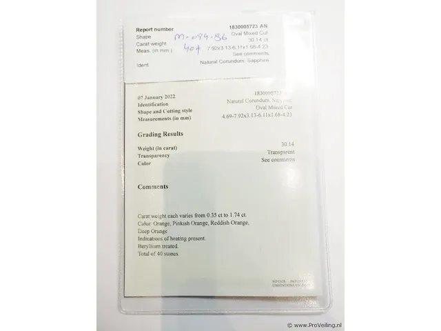 Orange sapphire 30.14ct gra certified - afbeelding 7 van  8
