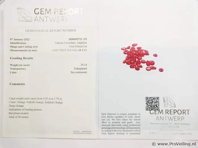 Orange sapphire 30.14ct gra certified - afbeelding 8 van  8