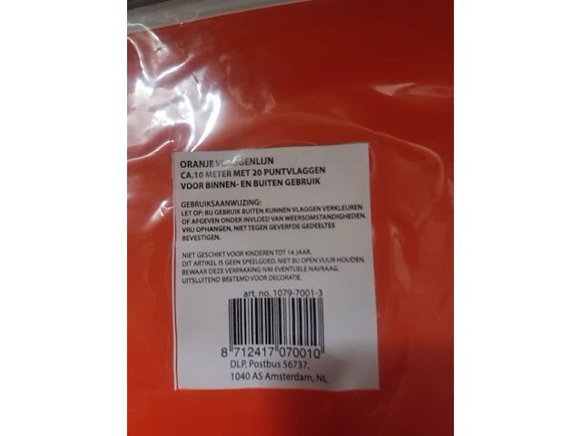 Oranje vlagetjes 10 meter 20 vlagetjes per streng aantal 3 strengs. - afbeelding 3 van  5
