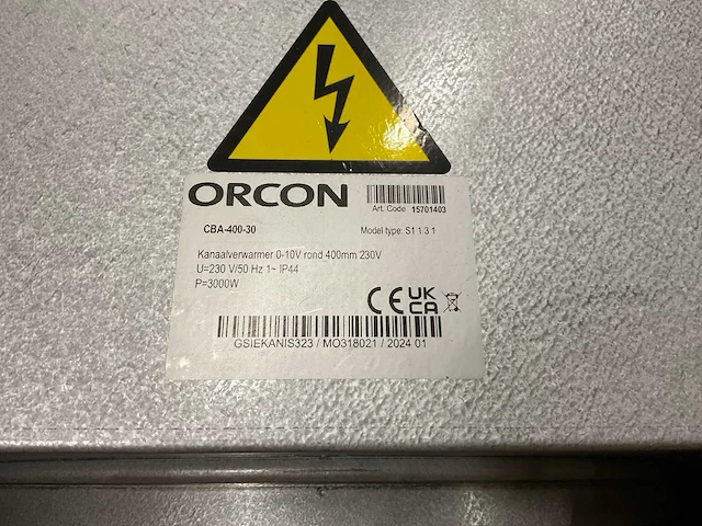 Orcon cba-400-30 kanaalverwarmer - afbeelding 2 van  3