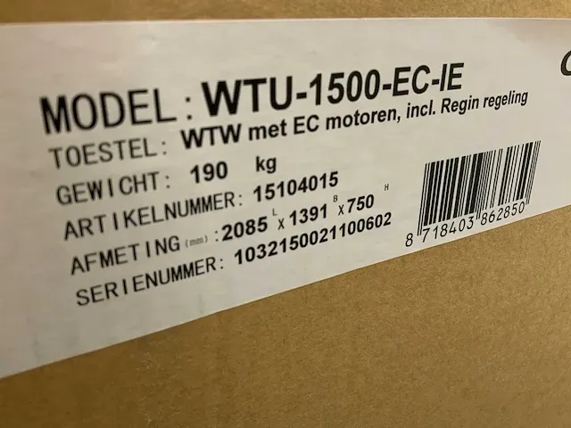 Orcon wtu-1500ec-ie warmte terugwin unit - afbeelding 6 van  6