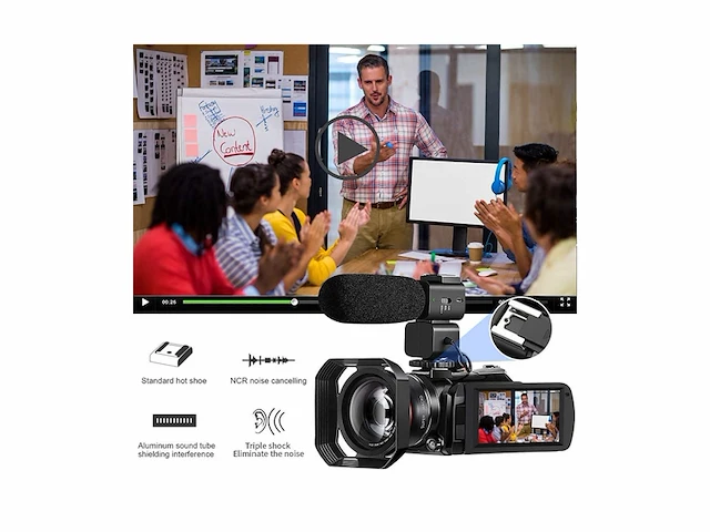Ordro 4k camcorder ultra 1080p 60fps video vlog camera 12x optische lens 3.1'' ips touchscreen wifi digitale recorder - afbeelding 4 van  4