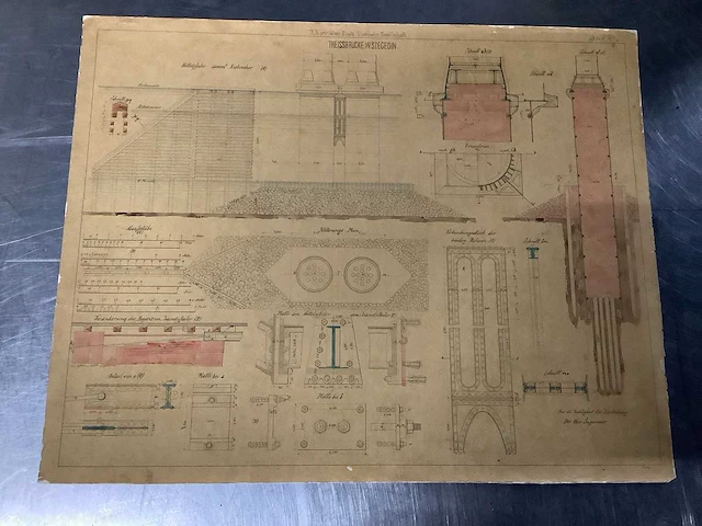 Orginele technische tekeningen thijssbrüke szegedin uit 1858 - afbeelding 7 van  51